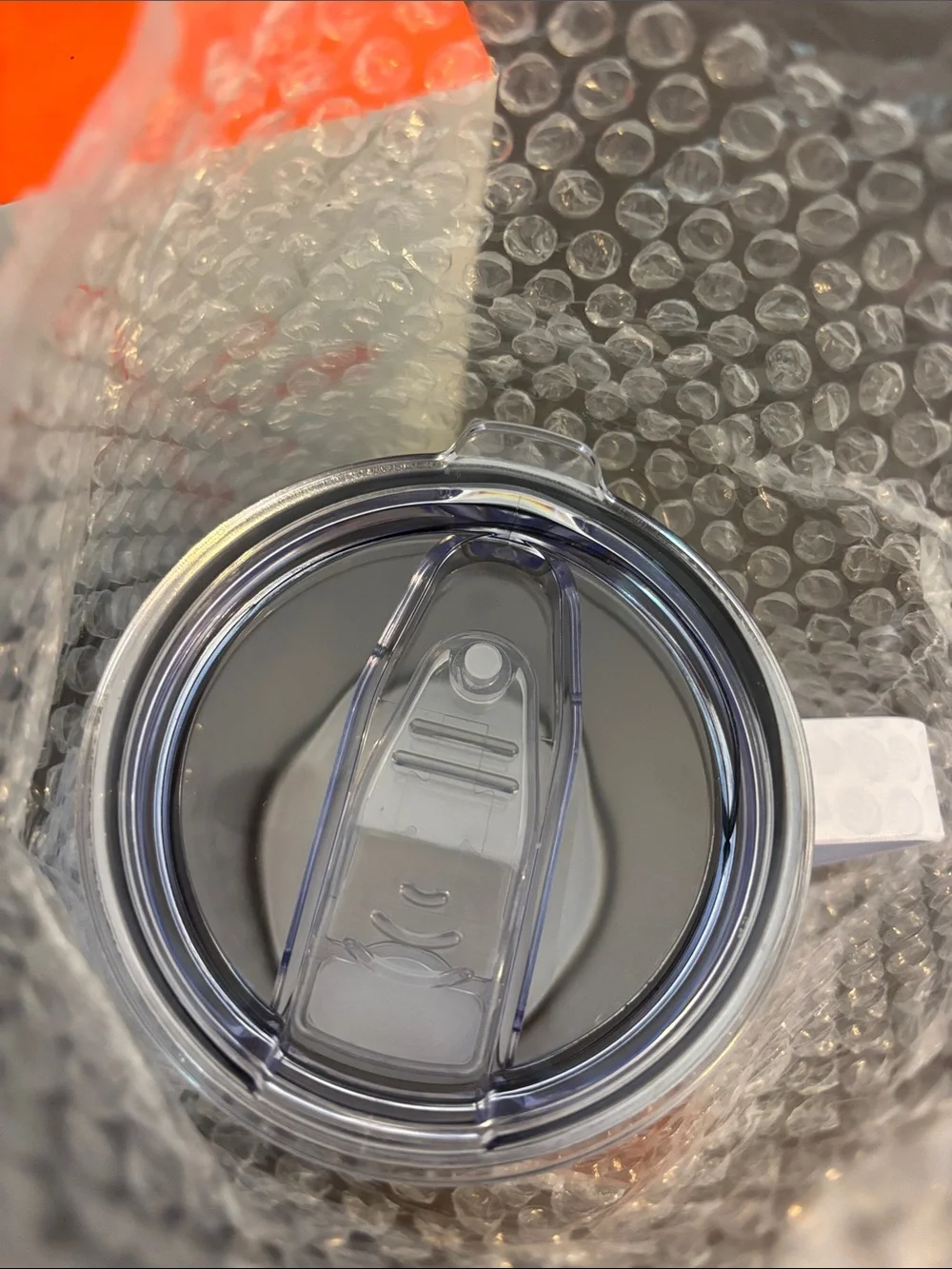 NIB Orange Theory White and Orange Insulated Travel Mug with Clear Lid